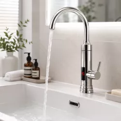 Проточный водонагреватель Delimano WATER HEATER RX-016 - LCD-дисплей, мощность 3 кВт, нагрев до 57°C, подключение снизу thumbnail