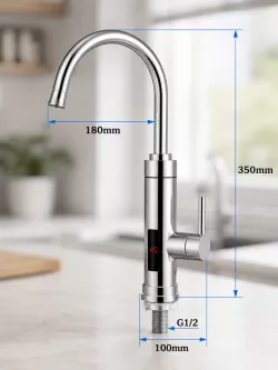Проточный водонагреватель Delimano WATER HEATER RX-016 - LCD-дисплей, мощность 3 кВт, нагрев до 57°C, подключение снизу thumbnail