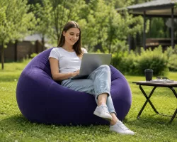Надувное кресло-пуф Inflatable Sofa - 110×110×85 см, флокированное покрытие, до 150 кг thumbnail