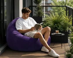 Надувное кресло-пуф Inflatable Sofa - 110×110×85 см, флокированное покрытие, до 150 кг thumbnail