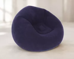 Надувное кресло-пуф Inflatable Sofa - 110×110×85 см, флокированное покрытие, до 150 кг thumbnail
