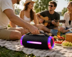 Портативная колонка MS-3643BT-W с Bluetooth и беспроводным микрофоном - 20 Вт, RGB-подсветка, FM-радио thumbnail