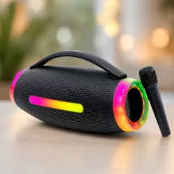 Портативная колонка MS-3643BT-W с Bluetooth и беспроводным микрофоном - 20 Вт, RGB-подсветка, FM-радио thumbnail