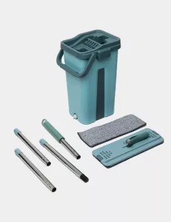 Комплект для уборки Scratch Cleaning Mop - швабра с микрофиброй и ведро 10л с механическим отжимом thumbnail