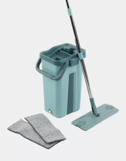 Комплект для уборки Scratch Cleaning Mop - швабра с микрофиброй и ведро 10л с механическим отжимом thumbnail