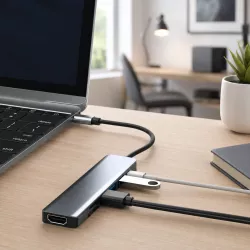 USB хаб 7в1 Type-C с HDMI и 3 портами USB 3.0 - SD, TF, Power Delivery, алюминиевый корпус thumbnail