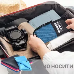 Быстросохнущее полотенце из микрофибры 26X-24 с сетчатым чехлом - легкое, компактное, идеальное для спорта и путешествий thumbnail