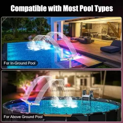 Фонтан для бассейна на солнечной панели с RGB-подсветкой - 2 форсунки, 11 цветов, управление с пульта, автономная работа до 10 часов thumbnail