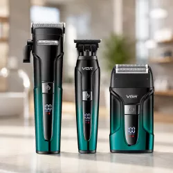 Набор для стрижки VGR V-694 Green/Black - машинка, триммер, шейвер, 6 насадок, LED-дисплей thumbnail
