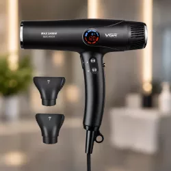 Профессиональный фен VGR V-469 Black - 2400 Вт, BLDC-мотор, LCD-дисплей, 4 скорости и температурные режима thumbnail