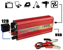Автомобильный инвертор 2000W 12V/220V с USB - защита от перегрева, 90% КПД, алюминиевый корпус thumbnail