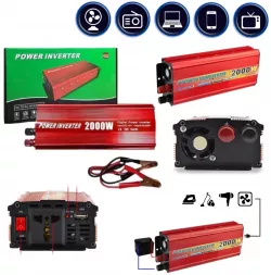 Автомобильный инвертор 2000W 12V/220V с USB - защита от перегрева, 90% КПД, алюминиевый корпус thumbnail