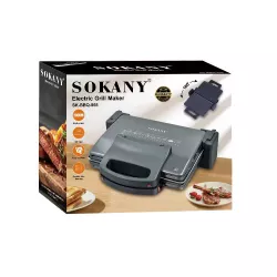 Электрогриль 2в1 Sokany KJ-208 - 2000 Вт, открывание на 180°, антипригарное покрытие thumbnail