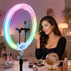 Кольцевая LED-лампа Crystal Diamond RD-22 56 см - RGB-подсветка, 3 держателя, пульт управления thumbnail