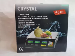 Электронные торговые весы Crystal 50 kg - платформа из нержавеющей стали, встроенный калькулятор, питание от сети и аккумулятора, два LED-дисплея thumbnail