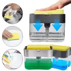 Дозатор мыла Soap Pump - 385 мл, ABS-пластик, с губкой, серый thumbnail