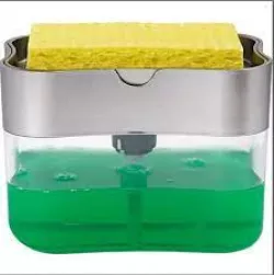 Дозатор мыла Soap Pump - 385 мл, ABS-пластик, с губкой, серый thumbnail