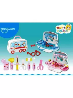 Игровой набор Доктор HAPPY DOCTOR - чемоданчик на колёсах, 10 аксессуаров, от 3 лет, синий thumbnail