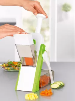 Овощерезка VENERA129 - Многофункциональный мультислайсер SAFE SLICE MANDOLINE, 24 режима, нержавеющая сталь, пружинный механизм thumbnail