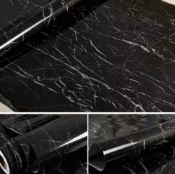 Самоклеящаяся пленка Supretto Мрамор - 500x60 см, Черная, Водостойкая, Легкий монтаж thumbnail