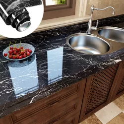 Самоклеящаяся пленка Supretto Мрамор - 500x60 см, Черная, Водостойкая, Легкий монтаж thumbnail