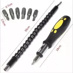 Гибкий удлинитель для отвертки и дрели Snake Bit - 30 см, 6 насадок, реверсивная отвертка thumbnail