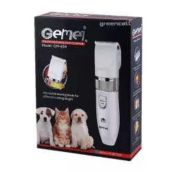 Машинка для стрижки животных Gemei GM-634 - керамические ножи, 4 насадки, аккумуляторная, 60 мин работы thumbnail