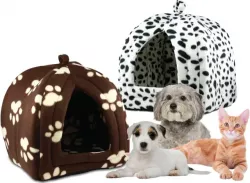 Мягкий домик Pet Hut для собак и кошек - Компактный, флис, машинная стирка, с подушкой thumbnail