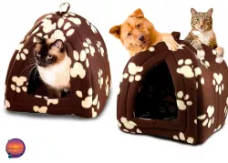 Мягкий домик Pet Hut для собак и кошек - Компактный, флис, машинная стирка, с подушкой thumbnail