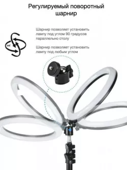 Кольцевая LED лампа YQ-320B - 30 см, 20W, регулируемая температура 3200К-6500К, 180 диодов, держатель для телефона, штатив thumbnail