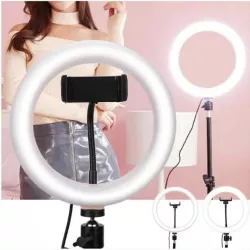 Кольцевая LED лампа YQ-320B - 30 см, 20W, регулируемая температура 3200К-6500К, 180 диодов, держатель для телефона, штатив thumbnail