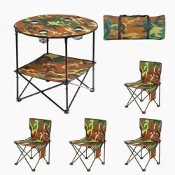 Пикниковый набор Grand Picnic GP4264 - круглый стол и 4 стула, подстаканники, антискользящее покрытие, компактная сумка thumbnail