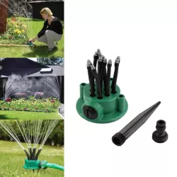 Умная система полива 360° Water Sprinkler - для газона и охлаждения, гибкие шланги, 3/4 дюйма, комплект из 4 шт. thumbnail