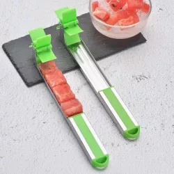 Нож для нарезки арбуза и дыни SUNROZ - нержавеющая сталь, пластиковая рукоятка, зеленый thumbnail