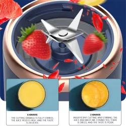 Портативный блендер Juicer с USB зарядкой - 400 мл, 4 лезвия, до 15000 об/мин, для смузи и коктейлей thumbnail