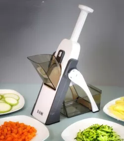 Терка для овощей Brava Spring Slicer - 3 лезвия, 40 настроек толщины, пружинная технология, контейнер в комплекте thumbnail