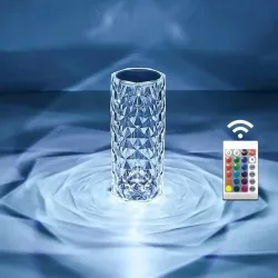 Настольная лампа Роза с пультом - RGB свет, 16 цветов, сенсорное управление, USB/аккумулятор, акриловый кристал thumbnail