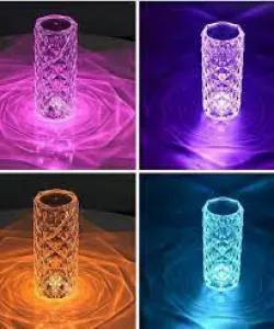 Настольная лампа Роза с пультом - RGB свет, 16 цветов, сенсорное управление, USB/аккумулятор, акриловый кристал thumbnail
