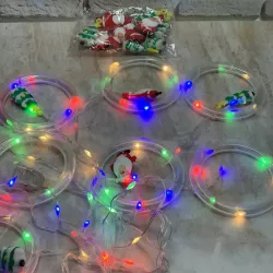 Новогодняя светодиодная гирлянда-штора 3м - 10 колец с фигурками, прозрачный провод, мультицвет thumbnail