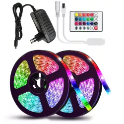 Светодиодная лента RGB 5050 5м - пульт, USB, влагозащита IP65, 12 цветов, 55 люмен thumbnail