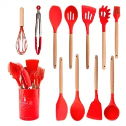 Силиконовый набор кухонных принадлежностей Kitchen Set RB-2239 - 12 предметов, черный, термостойкость до 230°C thumbnail
