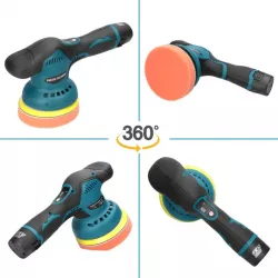 Полировальная машинка Waxing Polisher аккумуляторная - 1250 Вт, 6 скоростей, 2 АКБ, насадки в комплекте thumbnail