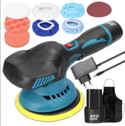 Полировальная машинка Waxing Polisher аккумуляторная - 1250 Вт, 6 скоростей, 2 АКБ, насадки в комплекте thumbnail