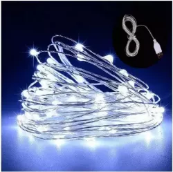 Гирлянда USB Роса 30м с 300 LED и пультом - Холодный белый, для декора комнат и мероприятий thumbnail