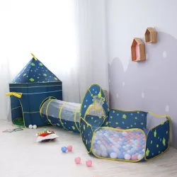 Детский игровой домик-палатка Замок 3в1 - туннель и бассейн, 300x120x90см, легко собрать, портативная thumbnail