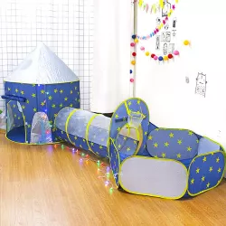Детский игровой домик-палатка Замок 3в1 - туннель и бассейн, 300x120x90см, легко собрать, портативная thumbnail