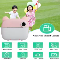 Детская цифровая фотокамера мгновенной печати с термопринтером M&A-2000 - 24 МП, 2.4-дюймовый экран, безопасный ABS-пластик thumbnail