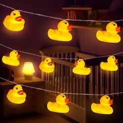 Гирлянда светодиодная DUCK для детской комнаты - 1.5 м, 10 мини-уточек, теплый белый свет, батарейки AA thumbnail