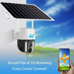 360 Камера V380 Pro 4MP с 4G SIM - Автономная, ИК Ночное Видение, Солнечная Панель, Управление через Приложение thumbnail