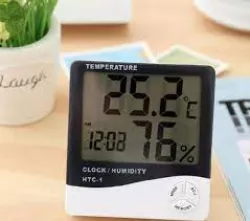 Цифровой термогигрометр HTC-1 - Температура и влажность, часы и будильник, настольная и настенная установка thumbnail